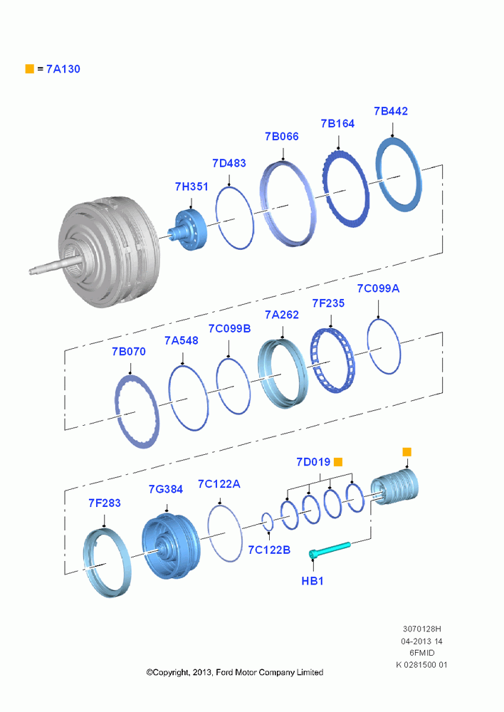 28H - Direct Clutch and Components, 1.6L EcoBoost SCTi 160/182PS-Sigma, 2.5L Duratec (110kW/150PS), 6 Speed Auto Trans 6F Mid-Range, (+)"CDN/PR/USA"; 30/SEP/2013