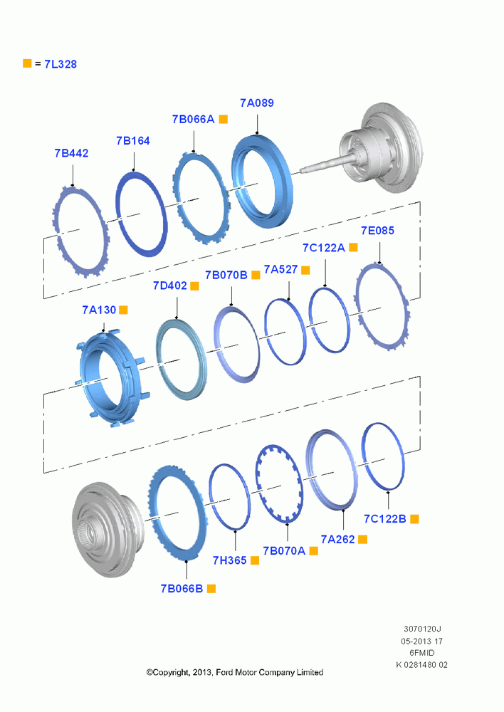 20J - Reverse Clutch and Components, 1.6L EcoBoost SCTi 160/182PS-Sigma, 2.5L Duratec (110kW/150PS), 6 Speed Auto Trans 6F Mid-Range, (+)"CDN/PR/USA"; 30/SEP/2013