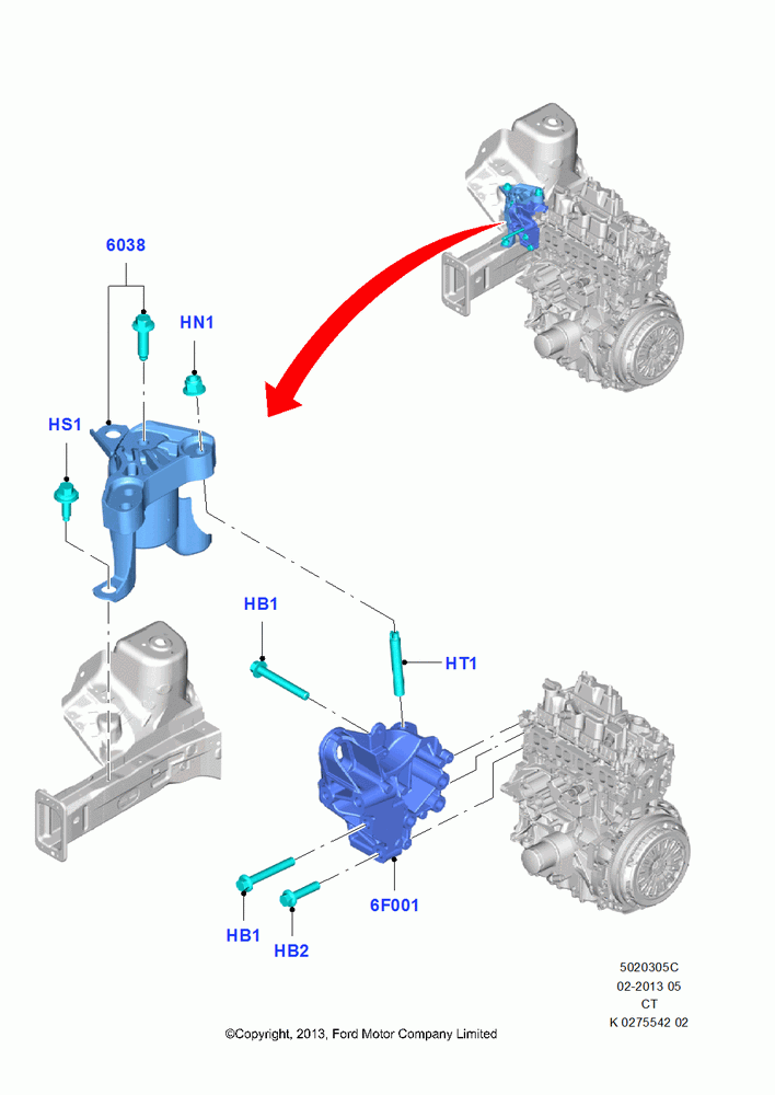 05C - Engine Mounting, 1.6L EcoBoost SCTi 160/182PS-Sigma; 24/JUN/2013-01/AUG/2019