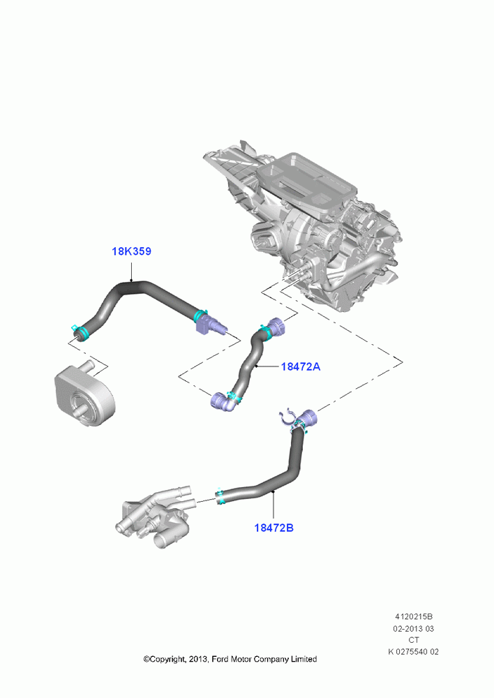 15B - Heater Hoses, 1.0L EcoBoost 120PS/125PS/140PS; 14/OCT/2013-01/AUG/2019
