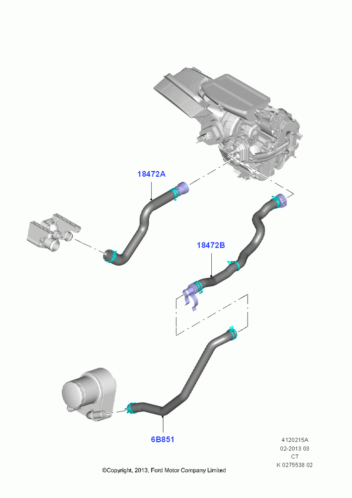 15A - Heater Hoses, 1.6L TIVCT PFI Sigma; 29/APR/2013-01/AUG/2019