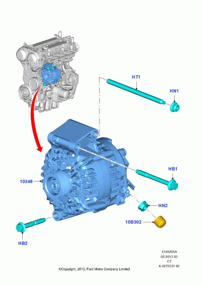 05A - Alternator and Mountings, 1.6L TIVCT PFI Sigma; 29/APR/2013-01/AUG/2019