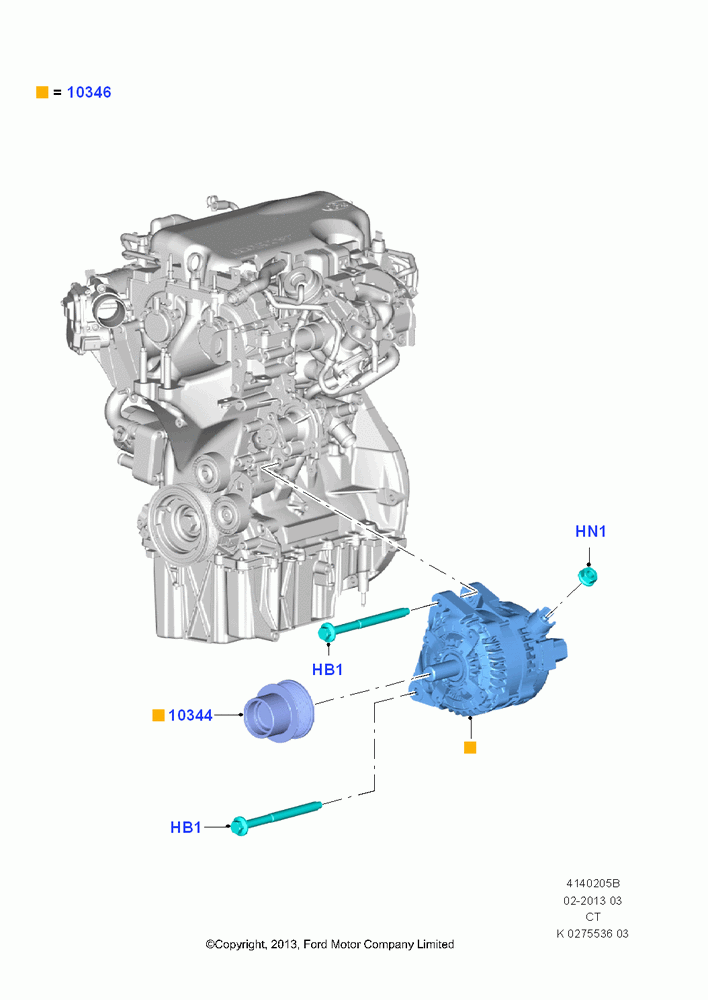 05B - Alternator and Mountings, 1.0L EcoBoost 120PS/125PS/140PS; 14/OCT/2013-01/AUG/2019