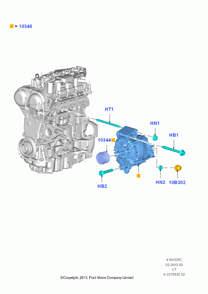 05C - Alternator and Mountings, 1.6L EcoBoost SCTi 160/182PS-Sigma; 24/JUN/2013-01/AUG/2019