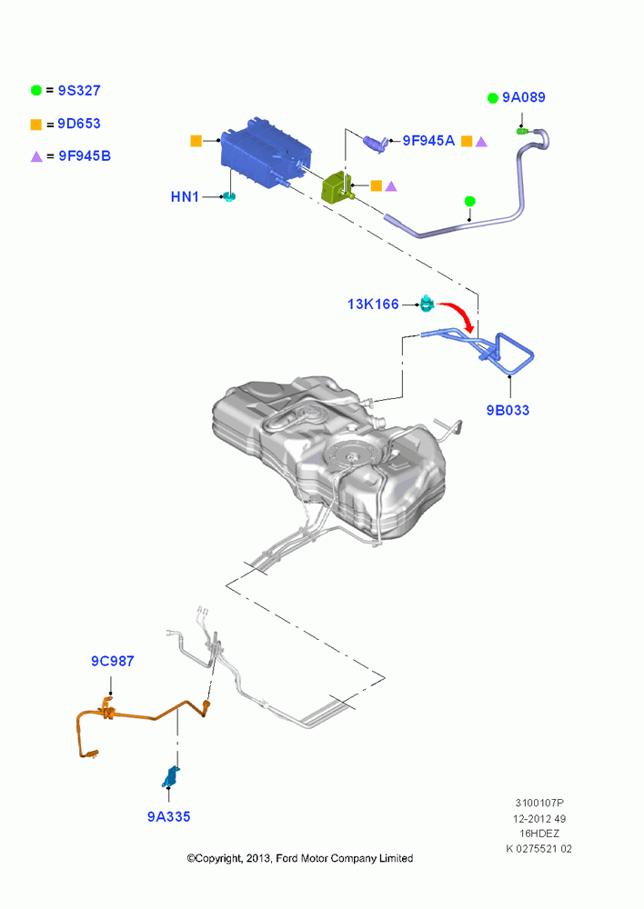 07P - Fuel Vapour System, 1.6L TIVCT PFI Sigma; 29/APR/2013-01/AUG/2019
