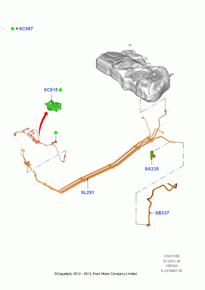 10E - Fuel Lines, 1.0L EcoBoost 120PS/125PS/140PS; 29/APR/2013-01/AUG/2019