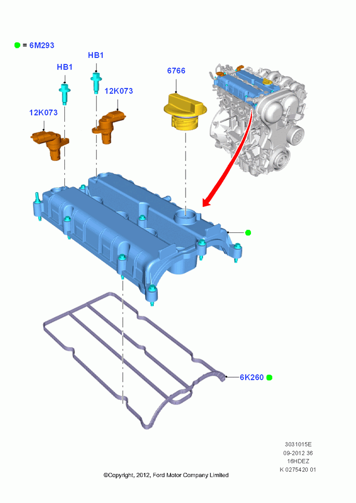 15E - Cylinder Head Cover, 1.6L TIVCT PFI Sigma; 29/APR/2013-01/AUG/2019