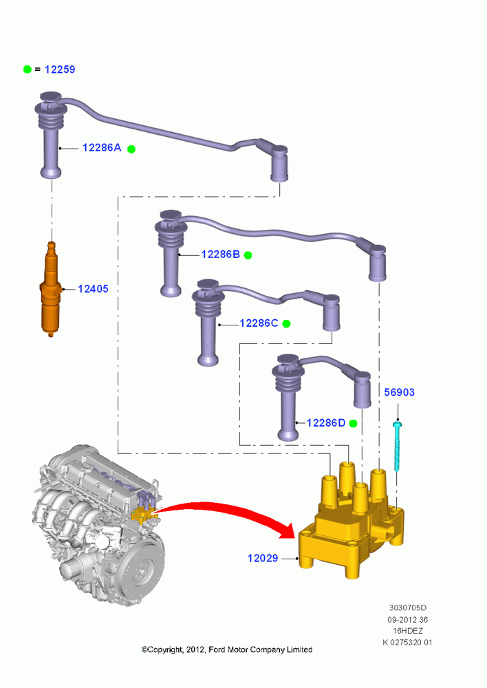 05D - Ignition Coil and Wires/Spark Plugs, 1.6L TIVCT PFI Sigma; 29/APR/2013-01/AUG/2019