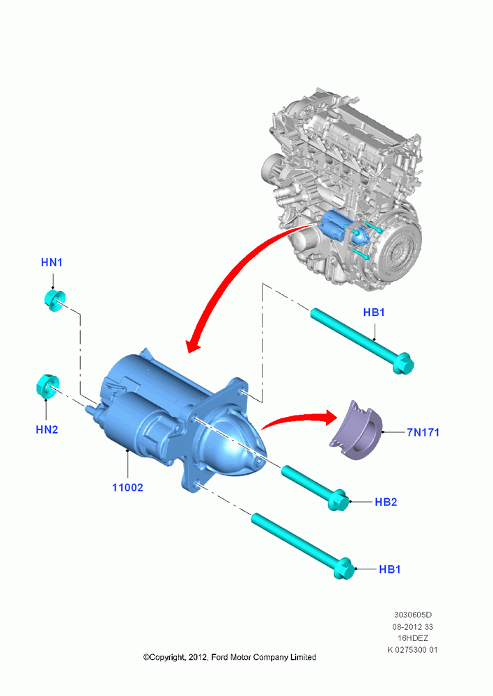 05D - Starter Motor, 1.6L TIVCT PFI Sigma; 29/APR/2013-01/AUG/2019