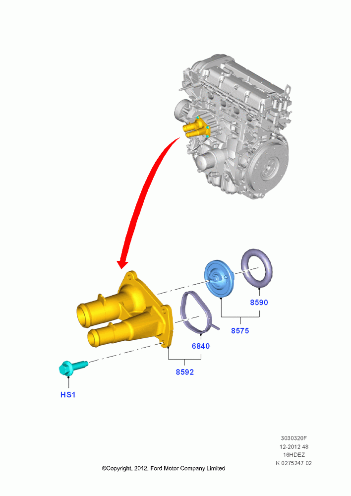 20F - Thermostat/Housing & Related Parts, 1.6L TIVCT PFI Sigma; 29/APR/2013-01/AUG/2019