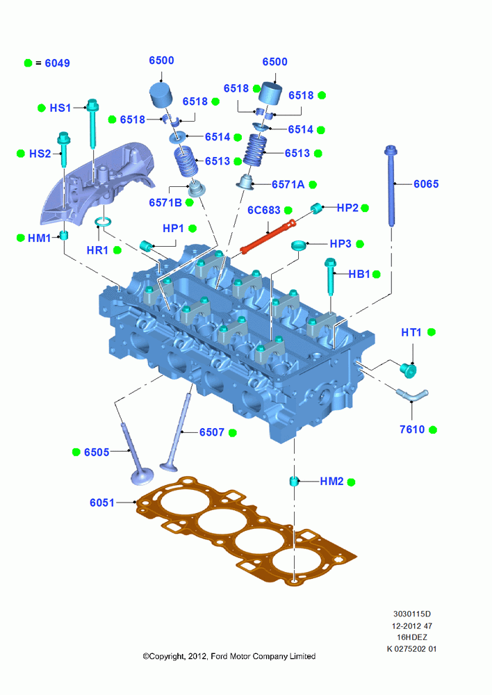 15D - Cylinder Head, 1.6L TIVCT PFI Sigma; 29/APR/2013-01/AUG/2019