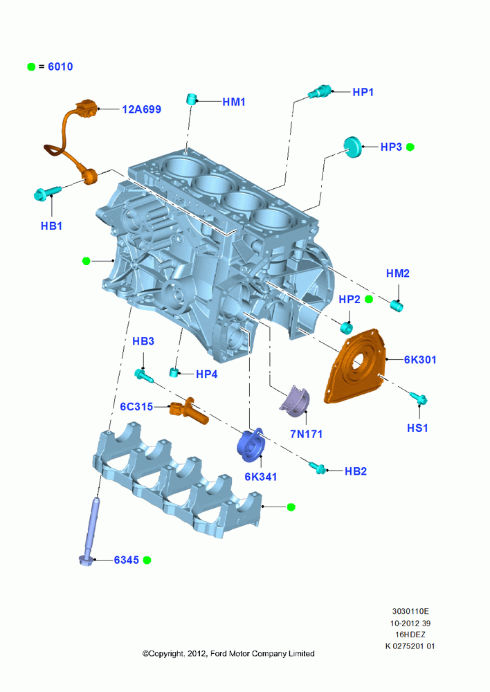 10E - Cylinder Block and Plugs, 1.6L TIVCT PFI Sigma; 29/APR/2013-01/AUG/2019