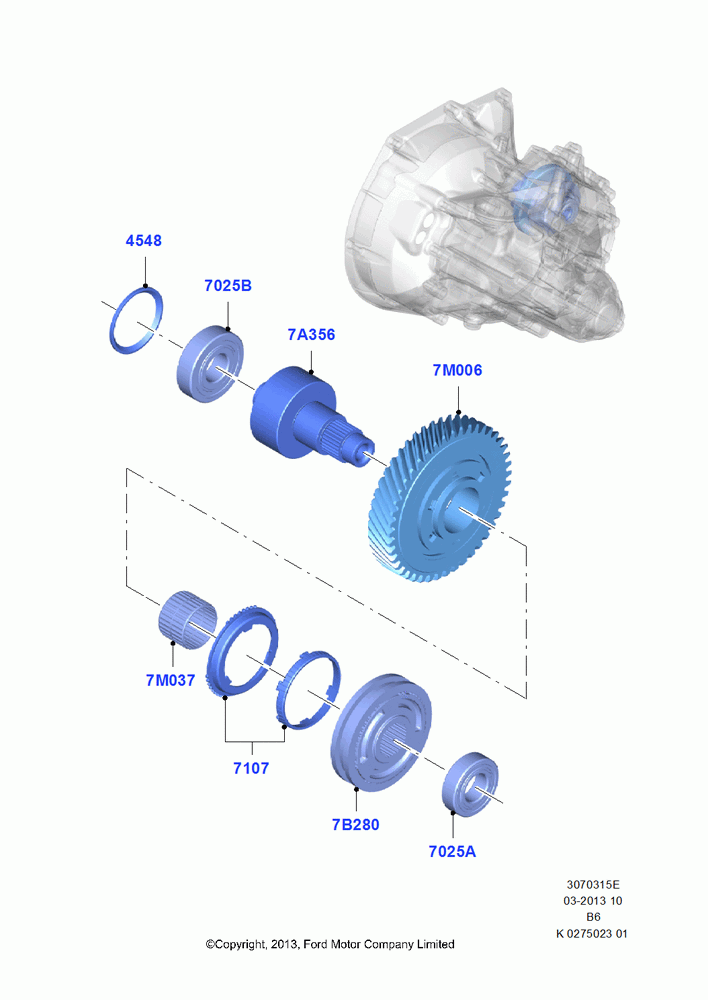 15E - Output Shaft, Gear Sets & Bearings, 6 Speed Manual Trans - B6, Output Shaft 2; 24/JUN/2013-01/AUG/2019