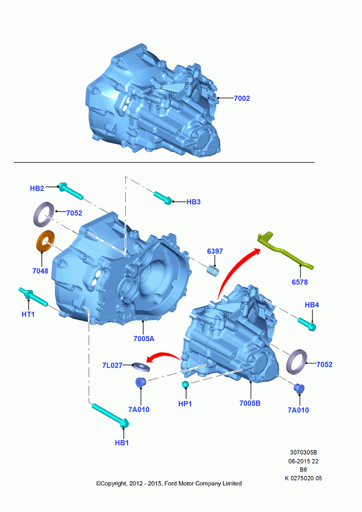 05B - Manual Transmission and Case, 6 Speed Manual Trans - B6; 24/JUN/2013-01/AUG/2019