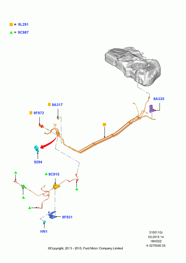 10J - Fuel Lines, 1.6L EcoBoost SCTi 160/182PS-Sigma; 24/JUN/2013-01/AUG/2019