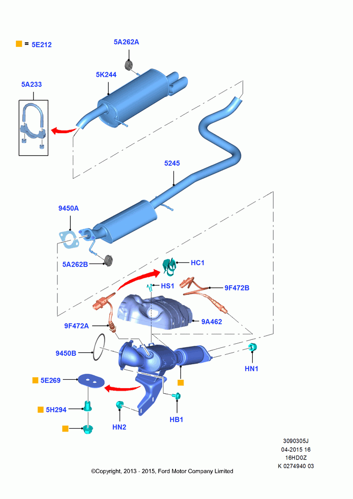 Exhaust System, 1.6L EcoBoost SCTi 160/182PS-Sigma