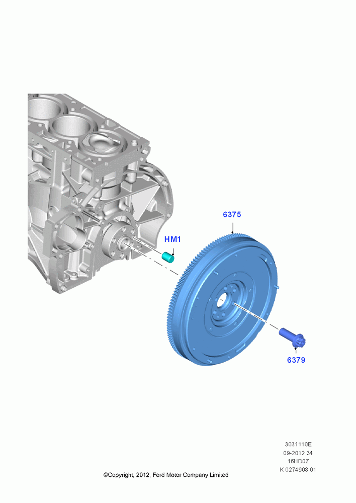 10E - Flywheel, 1.6L EcoBoost SCTi 160/182PS-Sigma; 24/JUN/2013-01/AUG/2019