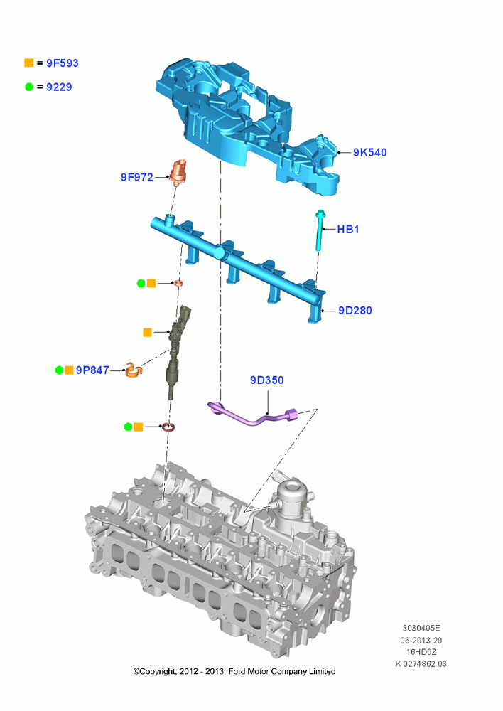05E - Fuel Injectors and Pipes, 1.6L EcoBoost SCTi 160/182PS-Sigma; 24/JUN/2013-01/AUG/2019