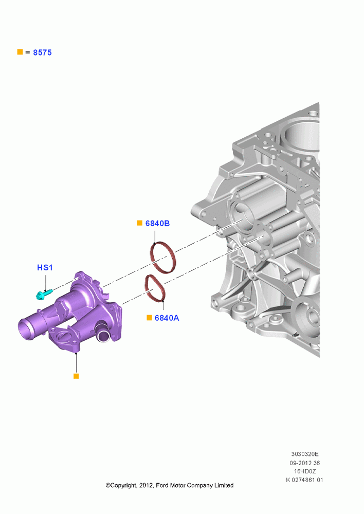 20E - Thermostat/Housing & Related Parts, 1.6L EcoBoost SCTi 160/182PS-Sigma; 24/JUN/2013-01/AUG/2019