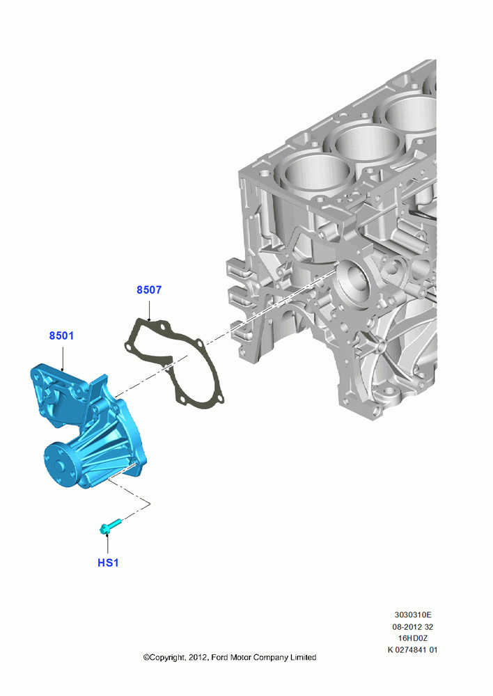 10E - Water Pump, 1.6L EcoBoost SCTi 160/182PS-Sigma; 24/JUN/2013-01/AUG/2019
