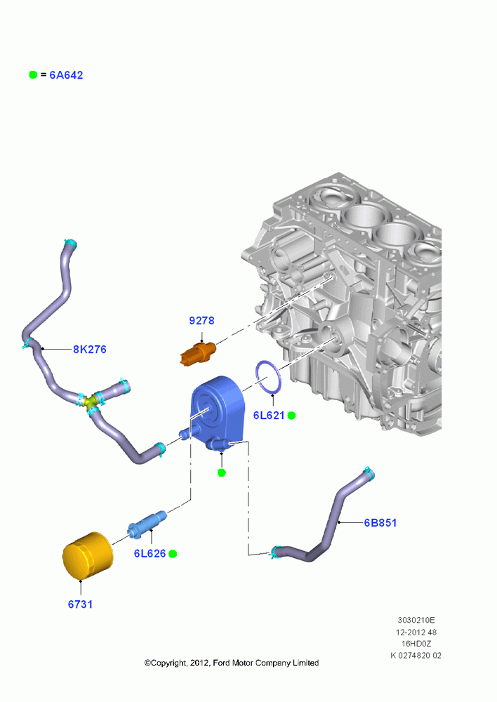 10E - Oil Cooler and Filter, 1.6L EcoBoost SCTi 160/182PS-Sigma; 24/JUN/2013-01/AUG/2019