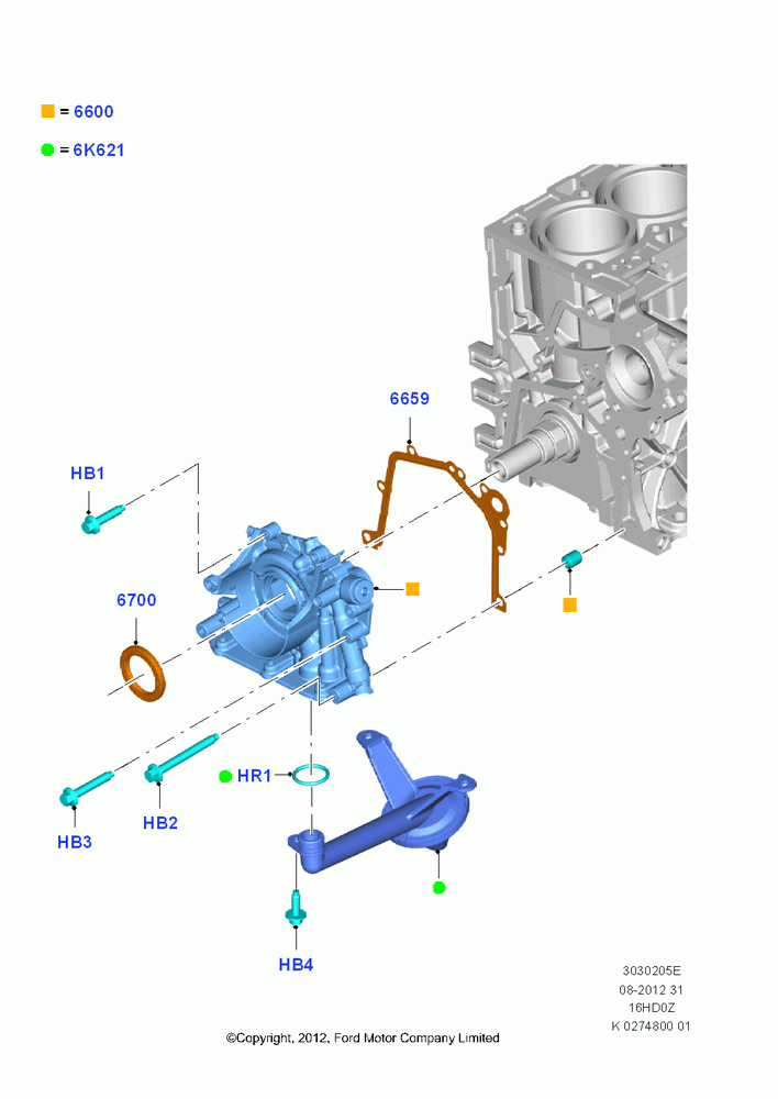 05E - Oil Pump, 1.6L EcoBoost SCTi 160/182PS-Sigma; 24/JUN/2013-01/AUG/2019