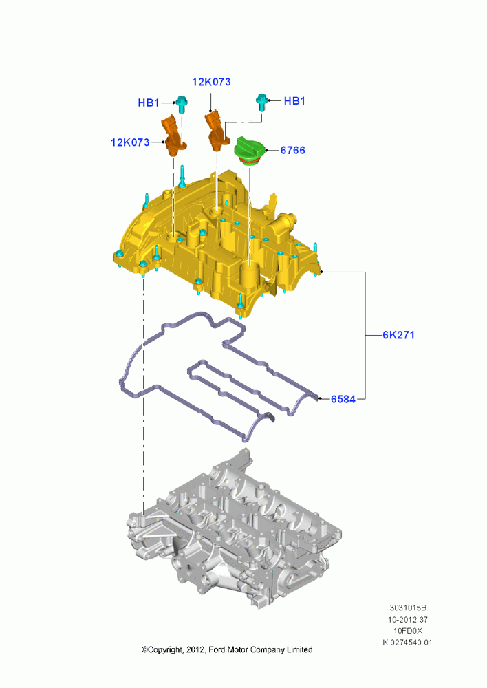 15B - Cylinder Head Cover, 1.0L EcoBoost 120PS/125PS/140PS; 29/APR/2013-01/AUG/2019