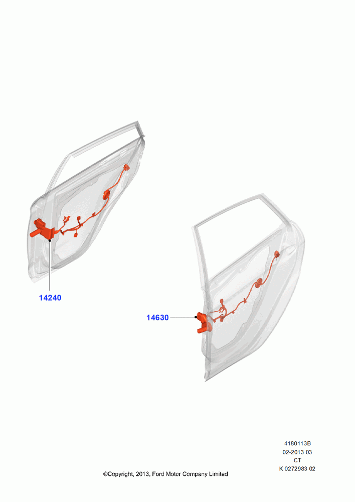 13B - Wiring - Body Closures, Rear Doors; 29/APR/2013-01/AUG/2019