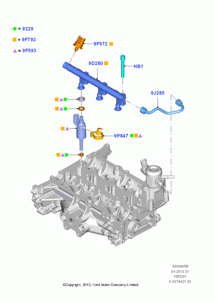 05B - Fuel Injectors and Pipes, 1.0L EcoBoost 120PS/125PS/140PS; 29/APR/2013-01/AUG/2019