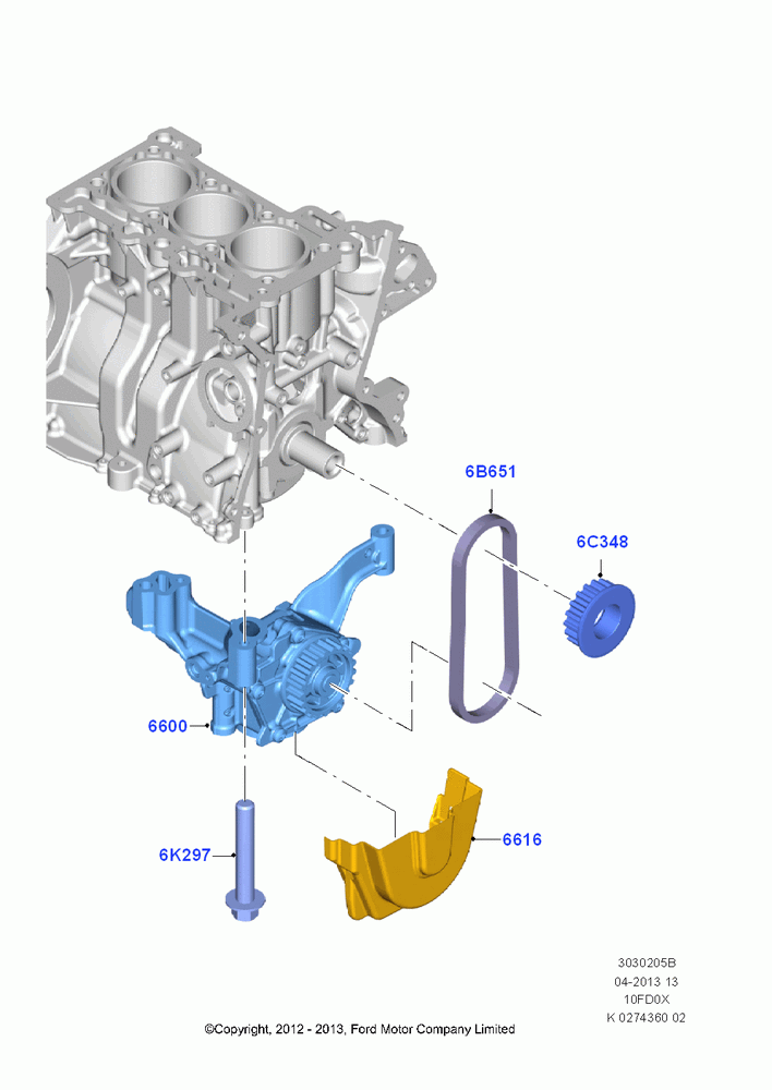 05B - Oil Pump, 1.0L EcoBoost 120PS/125PS/140PS; 29/APR/2013-01/AUG/2019