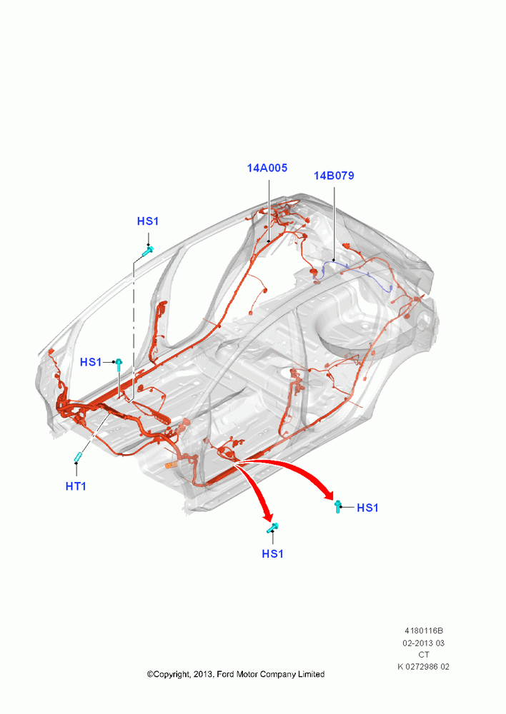 16B - Wiring - Body And Roof Console, 5 Door Sedan, Floor; 29/APR/2013-01/AUG/2019
