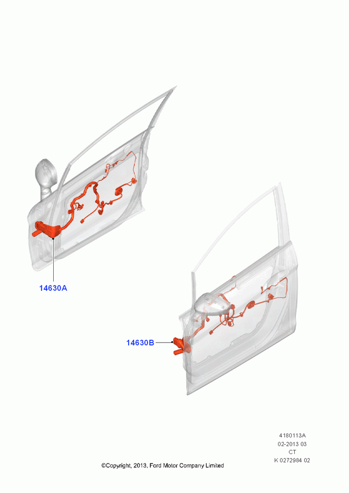 13A - Wiring - Body Closures, Front Doors; 29/APR/2013-01/AUG/2019