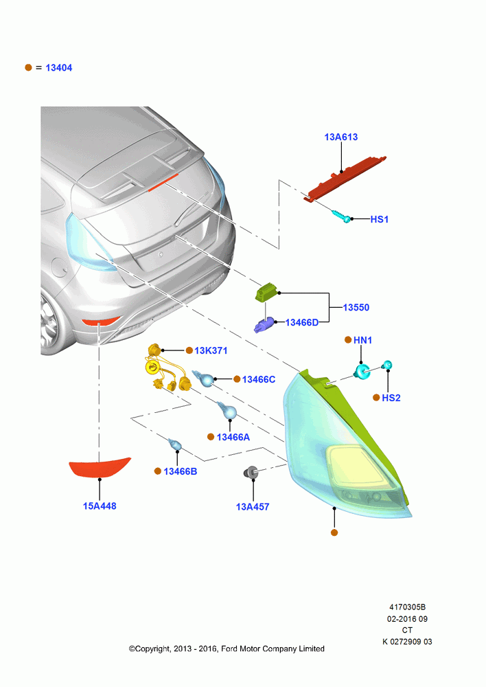 Rear Lamps, 5 Door Sedan