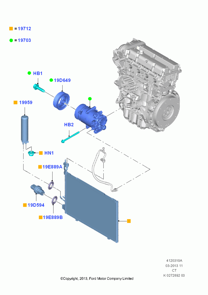 10A - Air Conditioning Condensr/Compressr, 1.6L TIVCT PFI Sigma, With Air Conditioning; 29/APR/2013-01/AUG/2019