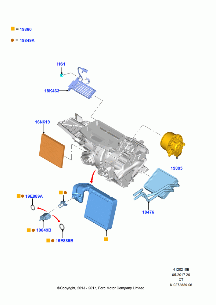 10B - Heater/Air Cond.Internal Components, Manual Air Conditioning, With Automatic Air Conditioning; 29/APR/2013-01/AUG/2019