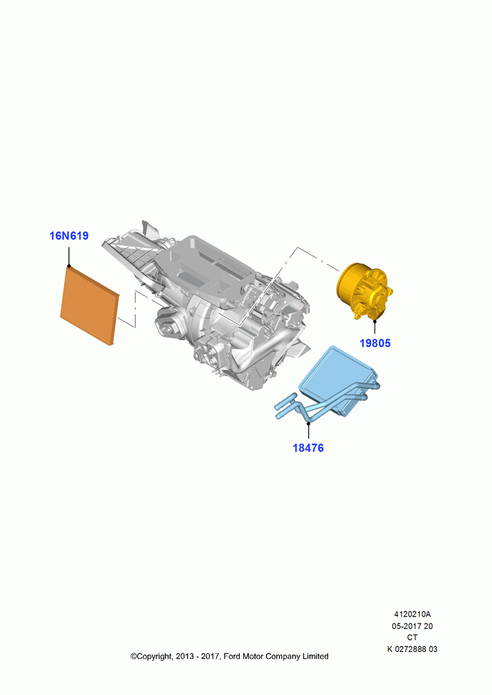 Heater/Air Cond.Internal Components, Less Air Conditioning