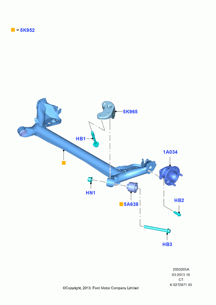 05A - Rear Axle, Series Low,Mid,High Vers Car, ST-Line; 29/APR/2013-01/AUG/2019