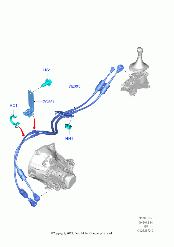 15V - Gear Change Cables - Manual Transm, B5/IB5; 29/APR/2013-01/AUG/2019