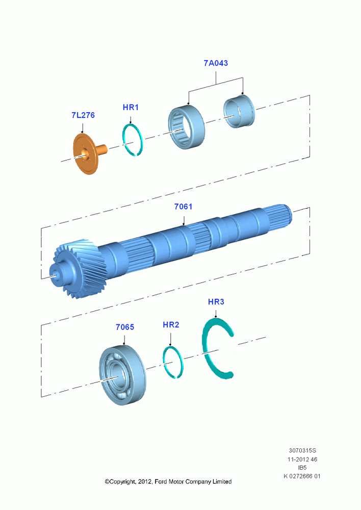 15S - Output Shaft, Gear Sets & Bearings, B5/IB5; 29/APR/2013-01/AUG/2019