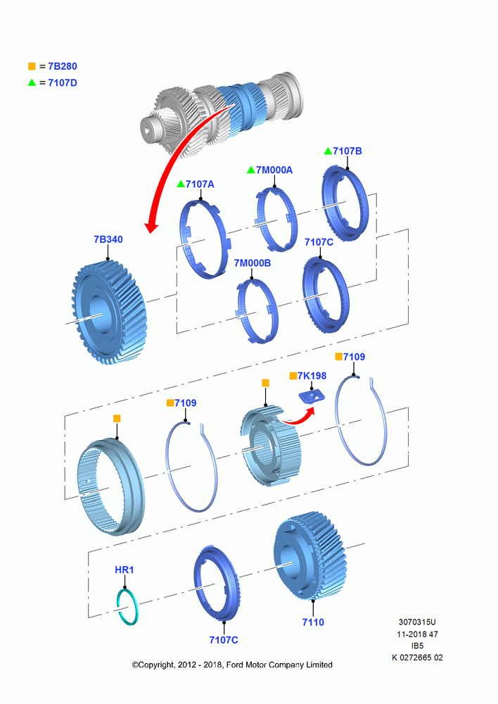 15U - Output Shaft, Gear Sets & Bearings, B5/IB5, 3rd And 4th Gears And Synchronizers; 29/APR/2013-01/AUG/2019