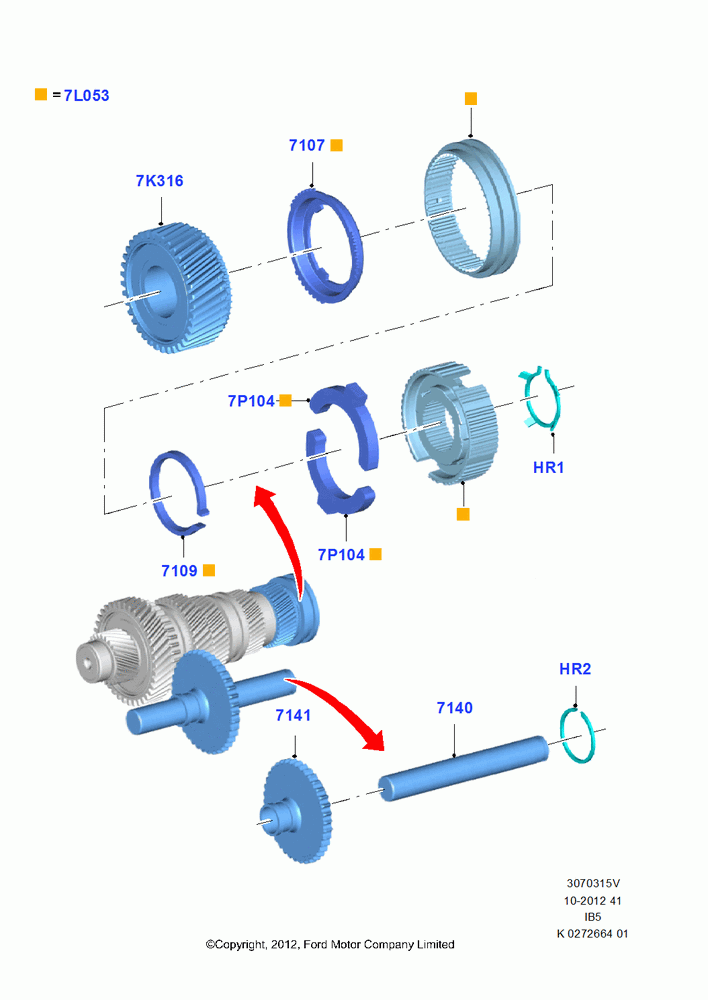 15V - Output Shaft, Gear Sets & Bearings, B5/IB5, 5th And Reverse Gears And Synch; 29/APR/2013-01/AUG/2019