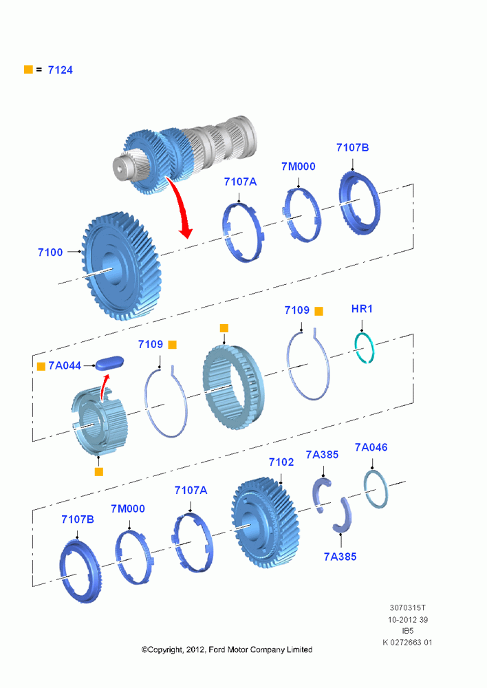 15T - Output Shaft, Gear Sets & Bearings, B5/IB5, 1st And 2nd Gears And Synchronizers; 29/APR/2013-01/AUG/2019
