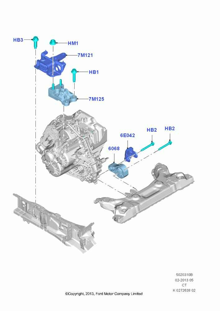 Transmission Mounting, 6 Speed Auto Trans GFT DPS6