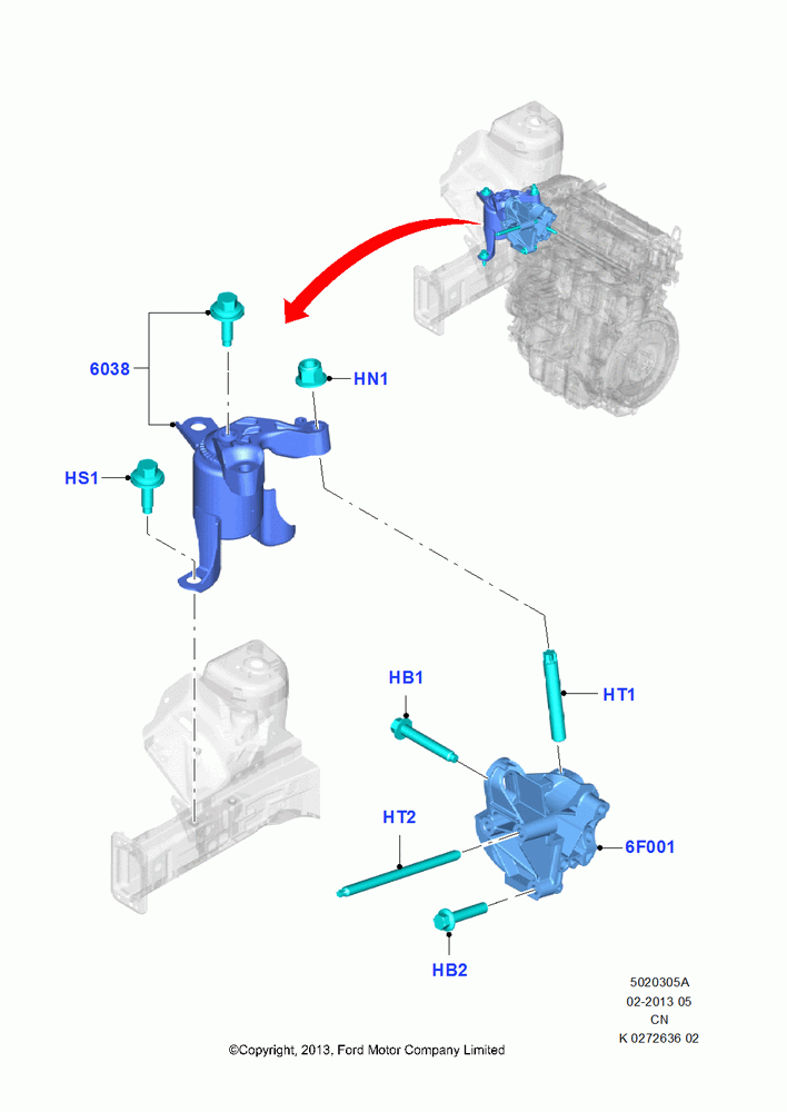 05A - Engine Mounting, 1.6L TIVCT PFI Sigma; 29/APR/2013-01/AUG/2019