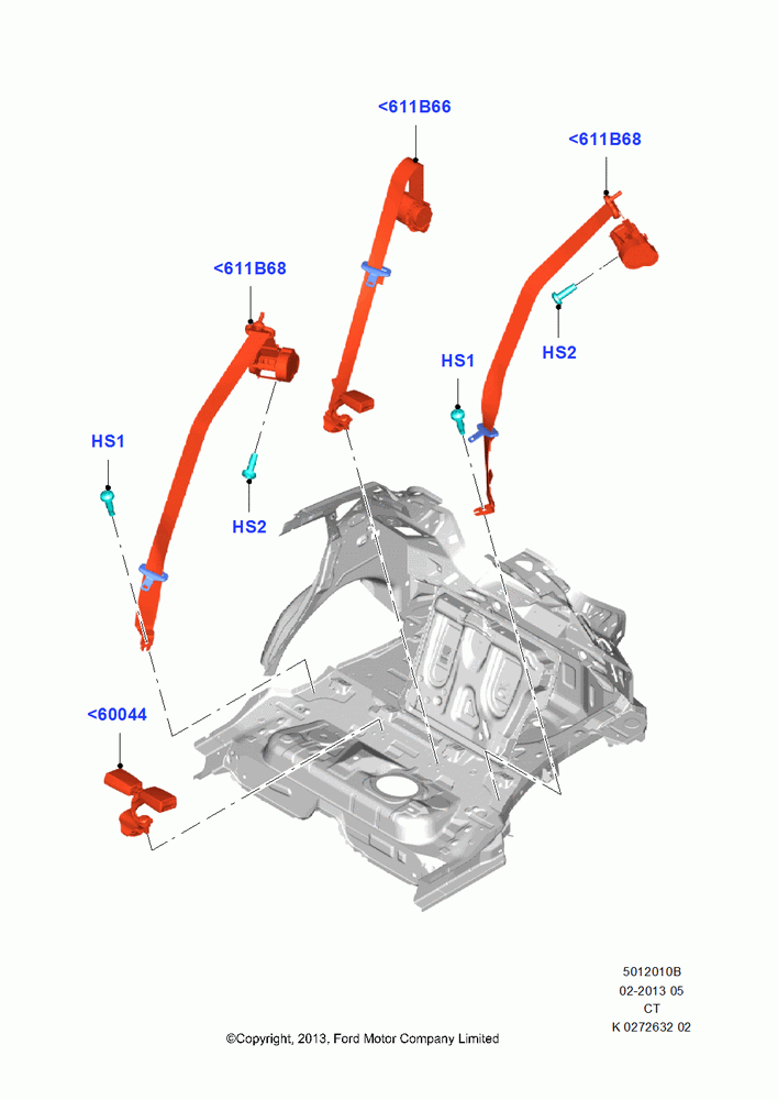 10B - Rear Seat Belts, 5 Door Sedan; 29/APR/2013-01/AUG/2019