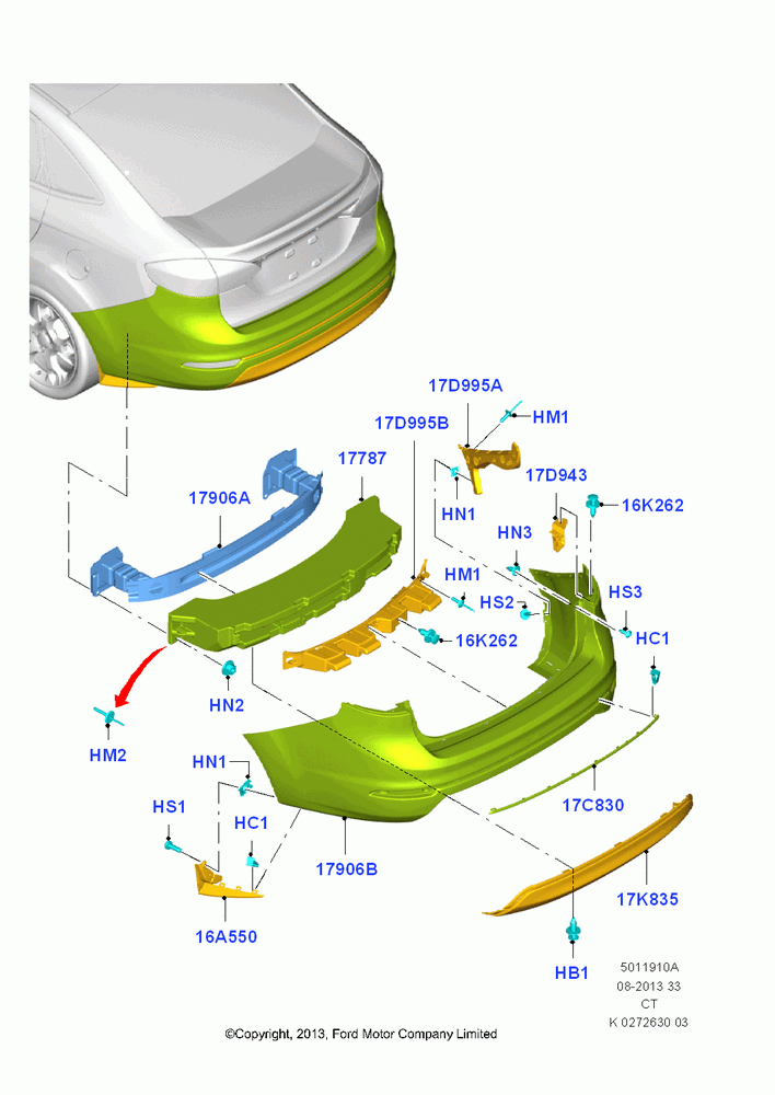 10A - Rear Bumper, 4 Door Sedan; 29/APR/2013-01/AUG/2019