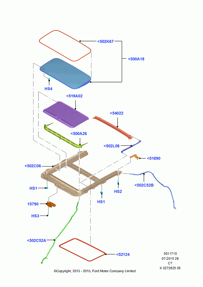 10 - Sliding Roof Mechanism and Controls, With Electric Slide Sunroof; 29/APR/2013-01/AUG/2019