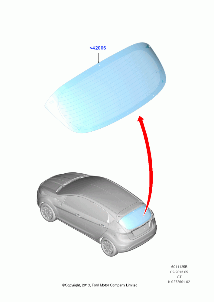25B - Back Window Glass, 5 Door Sedan; 29/APR/2013-01/AUG/2019