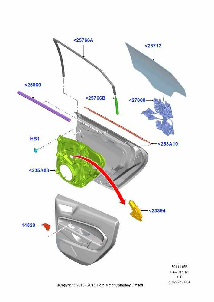 15B - Rear Door Glass and Window Controls, With Electric Rear Windows; 29/APR/2013-01/AUG/2019
