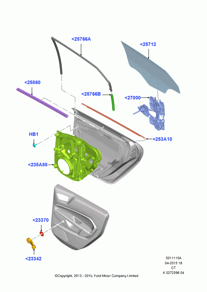 15A - Rear Door Glass and Window Controls, With Manual Rear Windows; 29/APR/2013-01/AUG/2019